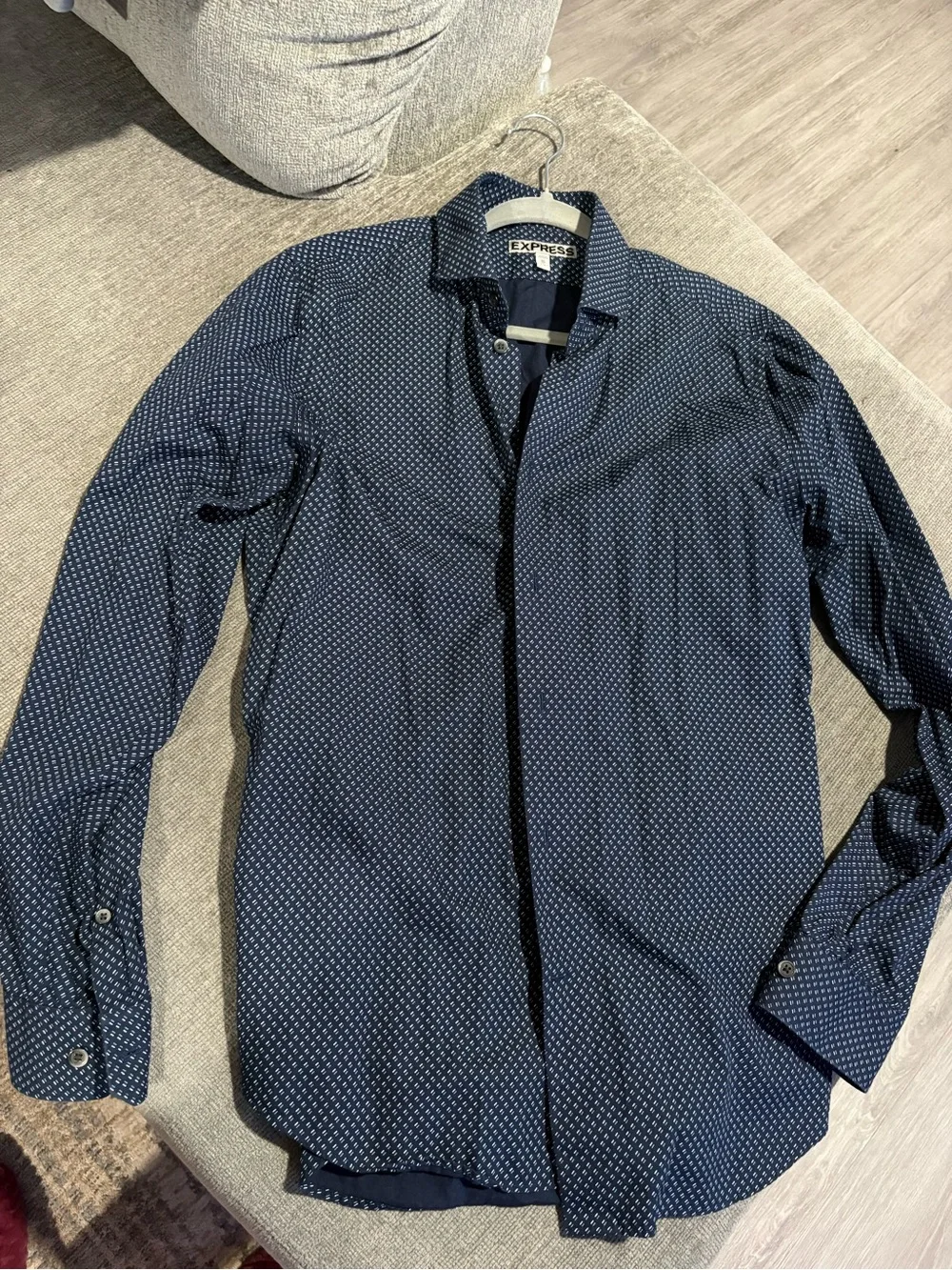 Banana Republic & Express Men's Blue and White Gingham Button-Down Shirt